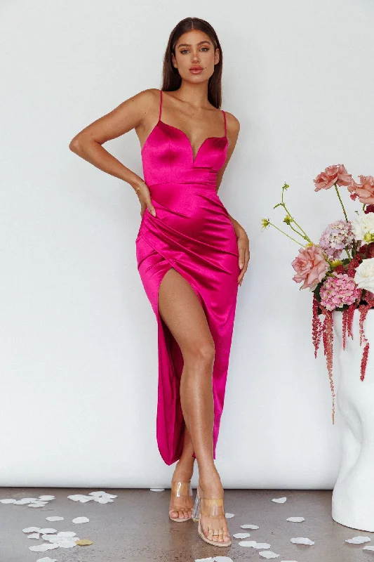 Ball Gown Women Dress with a Full Skirt for a Princess - like LookFayth Split Open Wrap Maxi Dress Fuchsia