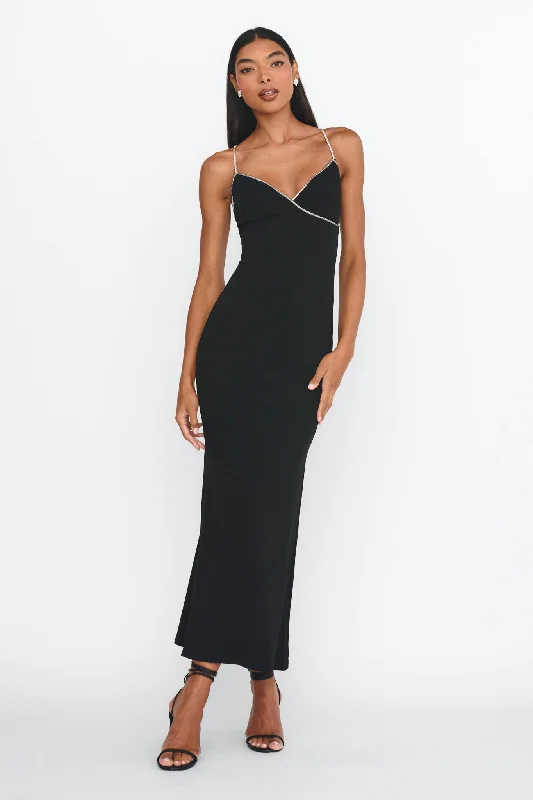 Wrap - Style Women Dress with Adjustable Fit for All Body TypesHarleigh Diamante Strap Tied Back Dress Black