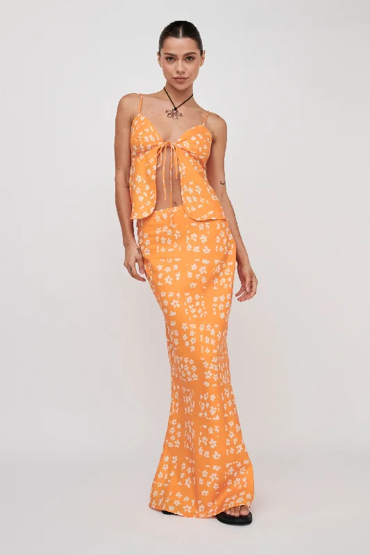 Lace - Embellished Women Dress for an Elegant and Sophisticated AppearanceHeart & Soul Maxi Skirt Floral Orange