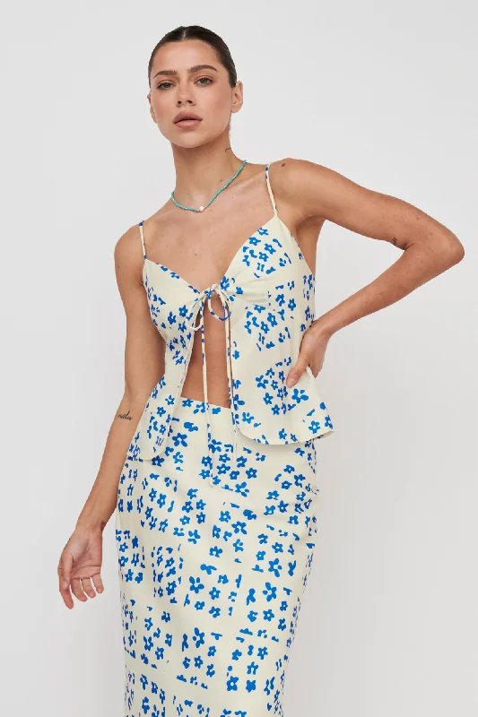 Lace - Embellished Women Dress for an Elegant and Sophisticated AppearanceHeart & Soul Tie Front Top Floral Cream