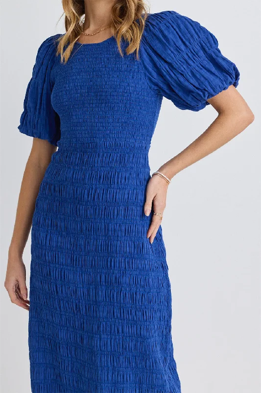 Long - Sleeve Women Dress in Velvet for a Luxurious Winter LookJade Electric Blue Puff Sleeve Ruched Maxi Dress Long - Sleeve Women Dress in Velvet for a Luxurious Winter LookJade Electric Blue Puff Sleeve Ruched Maxi Dress