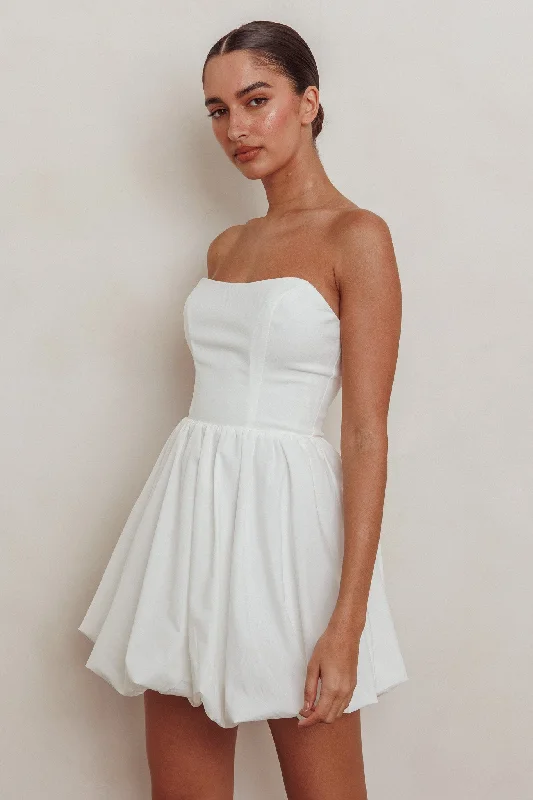 Shift Women Dress with a Simple and Classic Design for Everyday WearLike Art Strapless Bubble Mini Dress Off White