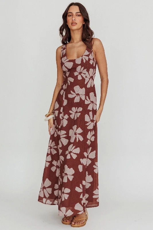 Sheath Women Dress with a Tailored Fit for a Professional LookLillia Floral A-Line Maxi Dress Brown