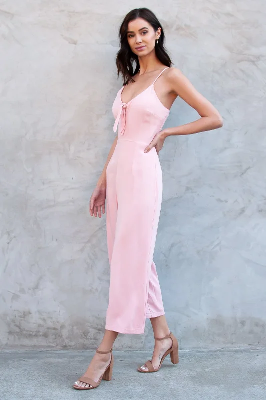 Velvet women jumpsuits for winter formal occasionsLivia Tie Front Jumpsuit