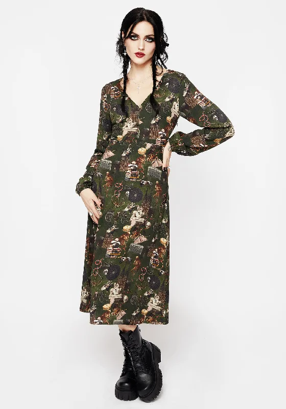 Wrap - Style Women Dress with Adjustable Fit for All Body TypesMaleficium Printed Tie Waist Midi Dress Wrap - Style Women Dress with Adjustable Fit for All Body TypesMaleficium Printed Tie Waist Midi Dress