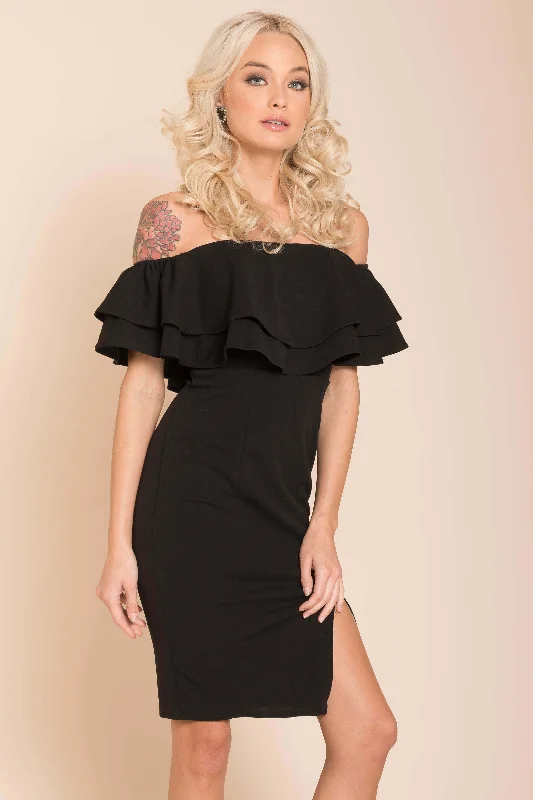 Little Black Women Dress with Sequins for a Glamorous Night OutManilla Ruffle Bodycon Dress Black Little Black Women Dress with Sequins for a Glamorous Night OutManilla Ruffle Bodycon Dress Black