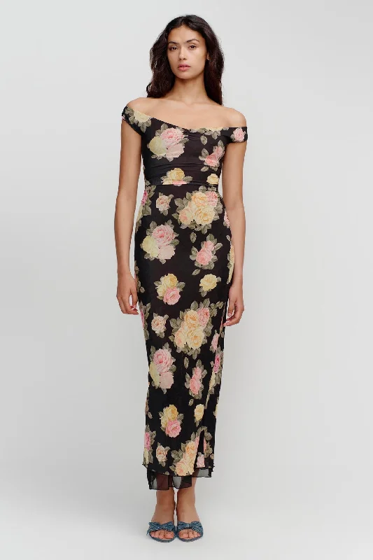 Little Black Women Dress with Sequins for a Glamorous Night OutMarla Black Vintage Roses Micro Mesh Maxi Dress Little Black Women Dress with Sequins for a Glamorous Night OutMarla Black Vintage Roses Micro Mesh Maxi Dress