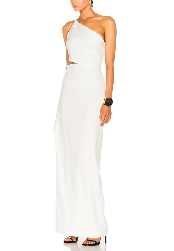 Off - the - Shoulder Women Dress for a Romantic and Feminine LookWhite One Shoulder Cutout Asymmetrical Crepe Dress Off - the - Shoulder Women Dress for a Romantic and Feminine LookWhite One Shoulder Cutout Asymmetrical Crepe Dress