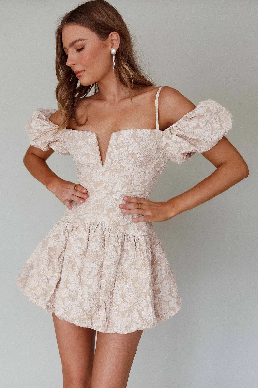 Long - Sleeve Women Dress in Velvet for a Luxurious Winter LookMon Bebe Drop Waist Mini Dress Sand