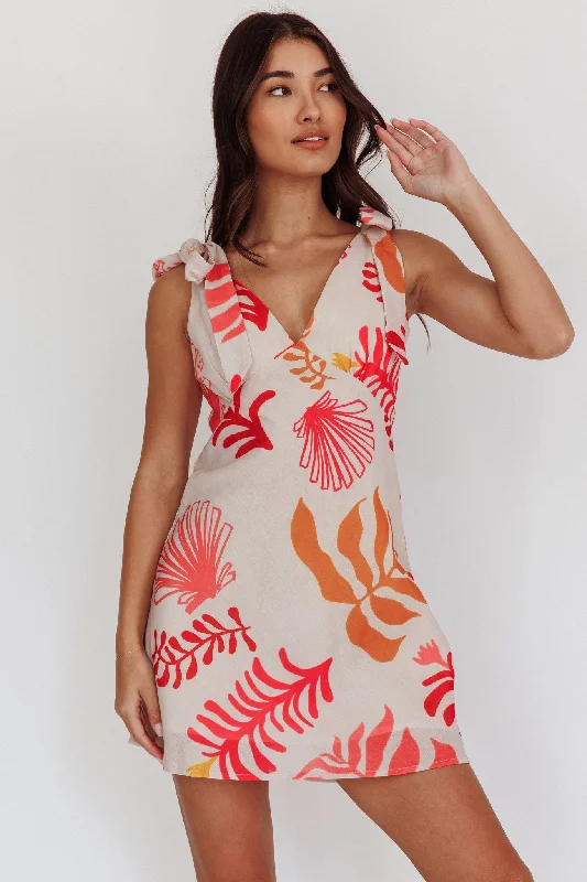 Wrap - Style Women Dress with Adjustable Fit for All Body TypesMykonos Morning Tied Shoulder Mini Dress Seashell Pink