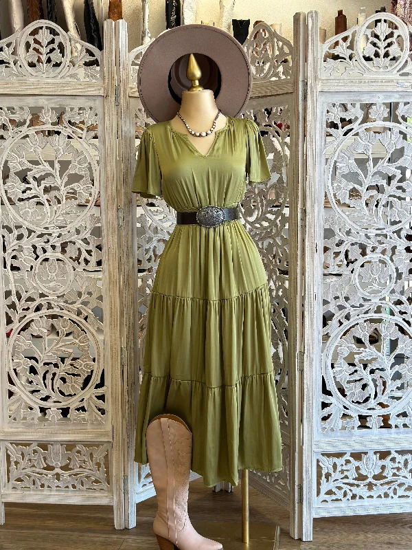 Lace - Embellished Women Dress for an Elegant and Sophisticated AppearanceOlive Short Sleeve Maxi Dress- Stretchy