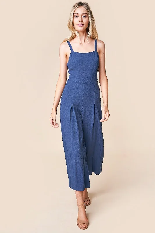 Women jumpsuits with gathered pants for a voluminous and elegant lookOrlando Wide Leg Button Detail Jumpsuit