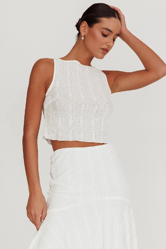 Printed Abstract Women Dress for a Modern and Artistic AppealPaper Hearts Sleeveless Top White