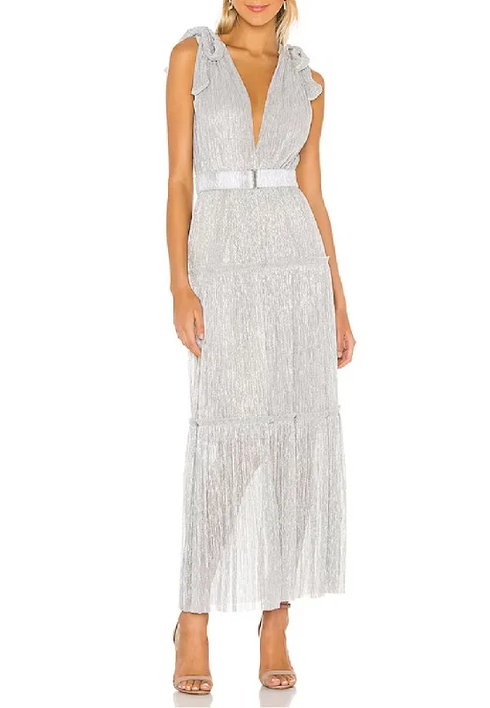 Off - the - Shoulder Women Dress for a Romantic and Feminine LookSilver Helena Belted Midi Dress