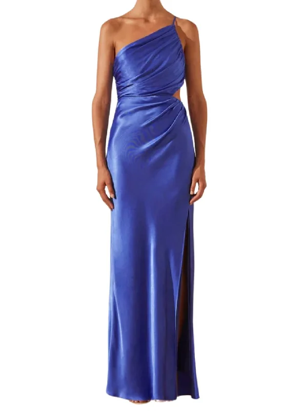 Halter Neck Women Dress to Show Off the Shoulders and NecklineRoyal Blue Oliviera Asymmetrical Gathered Maxi Dress