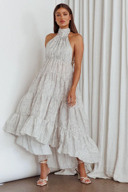 Little Black Women Dress with Sequins for a Glamorous Night OutSouth Haven Halter Midi Dress Floral Beige