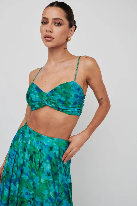 Shift Women Dress with a Simple and Classic Design for Everyday WearTammi Tied Back Crop Top Floral Green