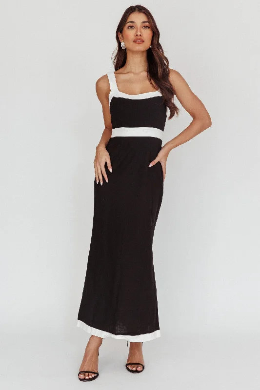 Backless Women Dress for a Sexy and Alluring Look at Evening EventsTrust Contrast Maxi Dress Black