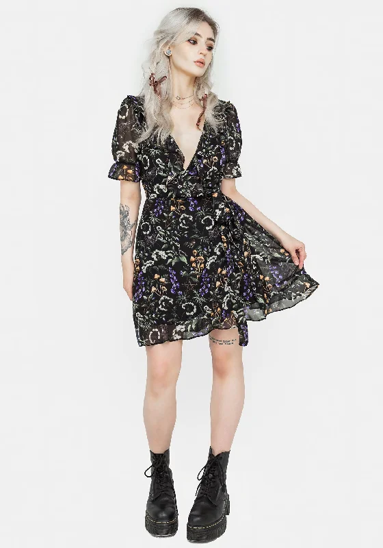 Off - the - Shoulder Women Dress for a Romantic and Feminine LookVesna Chiffon Mini Wrap Dress