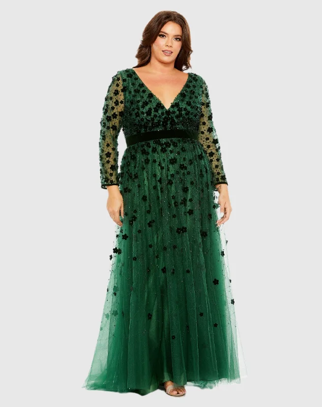 Sleeveless Women Dress in Bright Colors for Summer Parties Sleeveless Women Dress in Bright Colors for Summer Parties Floral Applique Long Sleeve A Line Gown