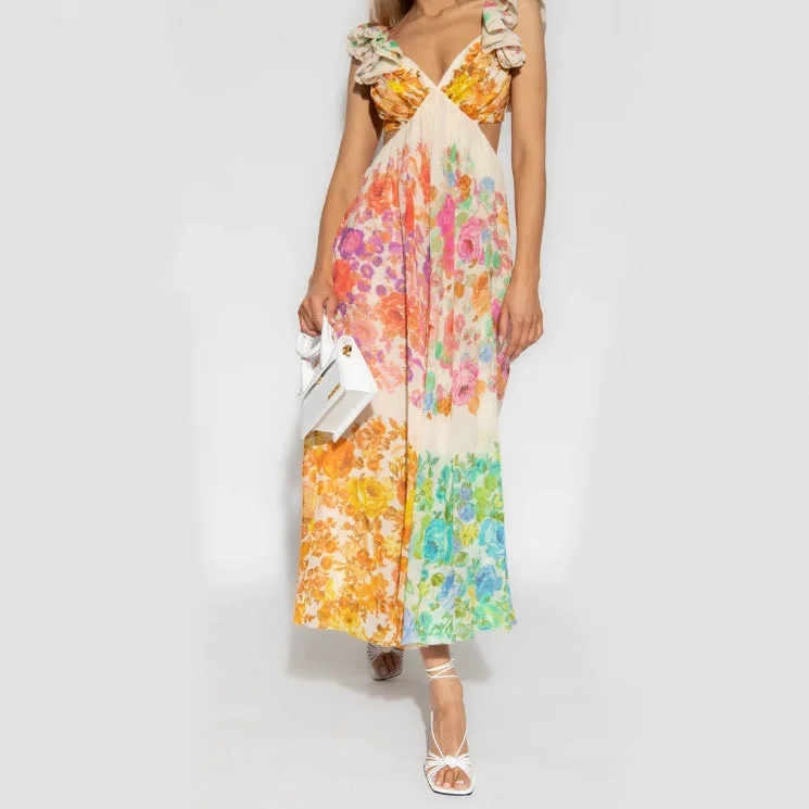 Shift Women Dress with a Simple and Classic Design for Everyday Wear Shift Women Dress with a Simple and Classic Design for Everyday Wear French Floral Backless Maxi Cruise Dress