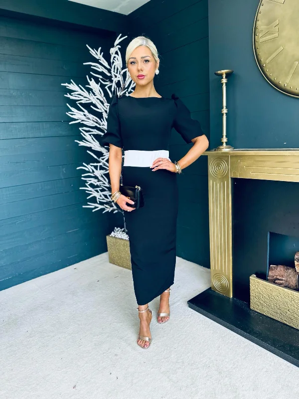 Mermaid - Style Women Dress with a Fitted Silhouette for Special Occasions Mermaid - Style Women Dress with a Fitted Silhouette for Special Occasions Harper Banded Occasion Dress Black