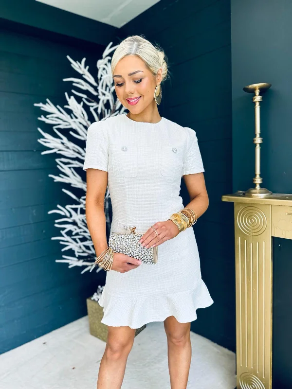 Wrap - Style Women Dress with Adjustable Fit for All Body Types Wrap - Style Women Dress with Adjustable Fit for All Body Types Kara Occasion Mini Skater Dress Cream