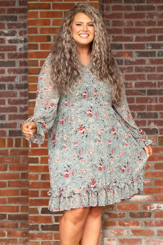 Plus Size Women Dress with a Flattering A - Line Cut for Comfort and Style Plus Size Women Dress with a Flattering A - Line Cut for Comfort and Style Midnight Train To Georgia Dress, Sage