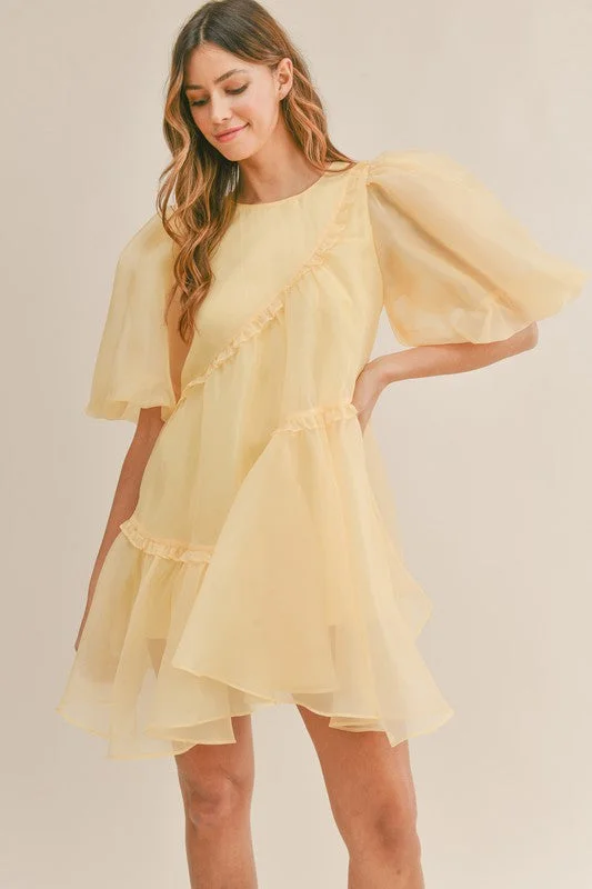 Long - Sleeve Women Dress in Velvet for a Luxurious Winter Look Long - Sleeve Women Dress in Velvet for a Luxurious Winter Look Organza Puff Sleeve Mini