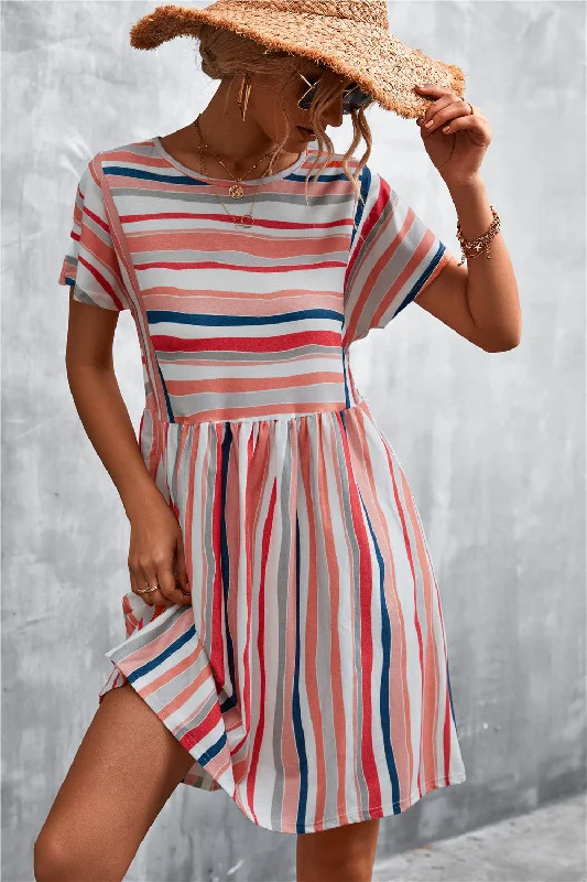 Off - the - Shoulder Women Dress for a Romantic and Feminine Look Off - the - Shoulder Women Dress for a Romantic and Feminine Look Striped Round Neck Dress