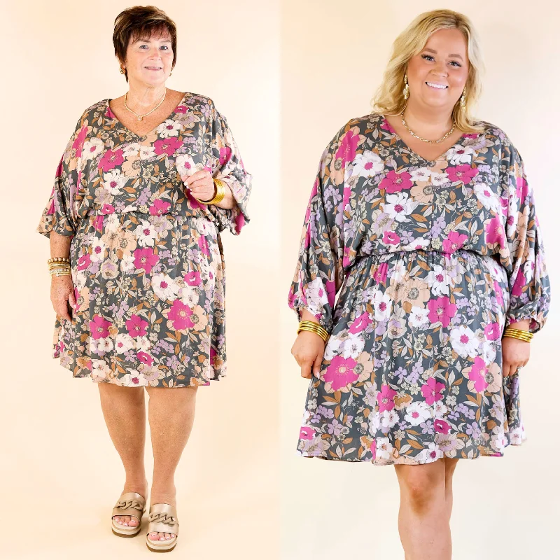 Mermaid - Style Women Dress with a Fitted Silhouette for Special Occasions Mermaid - Style Women Dress with a Fitted Silhouette for Special Occasions Strolling Through Central Park Floral Long Sleeve Dress in Olive Green