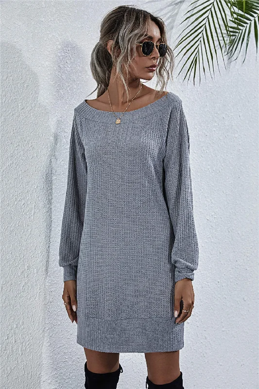 Little Black Women Dress with Sequins for a Glamorous Night Out Little Black Women Dress with Sequins for a Glamorous Night Out Waffle-Knit Boat Neck Mini Dress