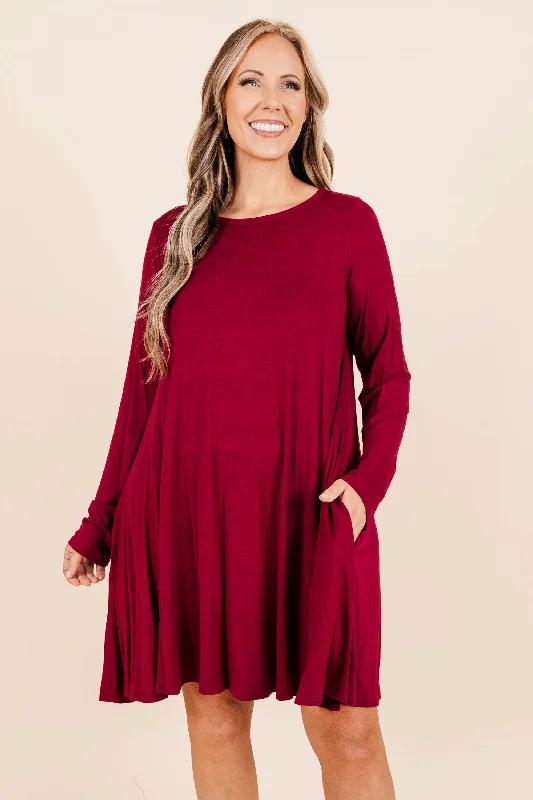 Shift Women Dress with a Simple and Classic Design for Everyday Wear Shift Women Dress with a Simple and Classic Design for Everyday Wear Wouldn't Be Surprised Dress, Burgundy