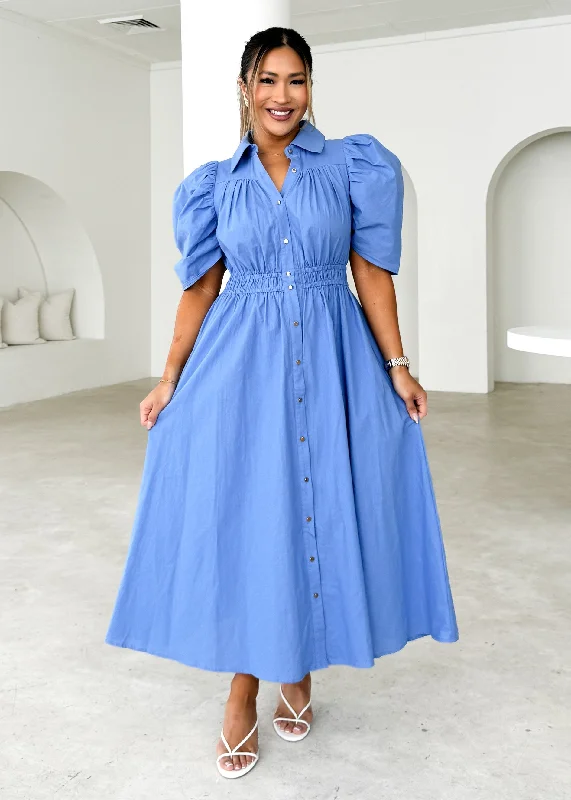 Midi dresses with wrap - around skirts for a customizable fitAriana Midi Dress - Cornflower Blue
