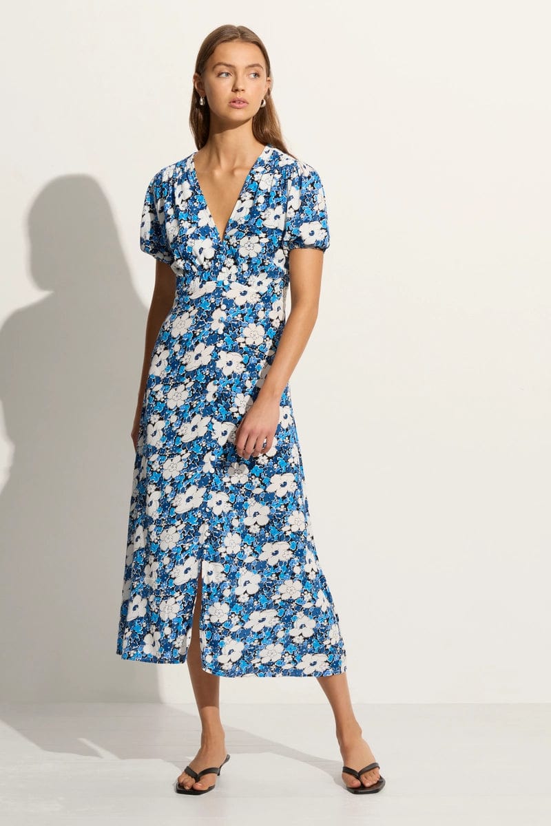 Midi dresses with bow accents for a sweet and charming lookBellavista Midi Dress Vita Bella Floral Blue (Exclusive) - Final Sale