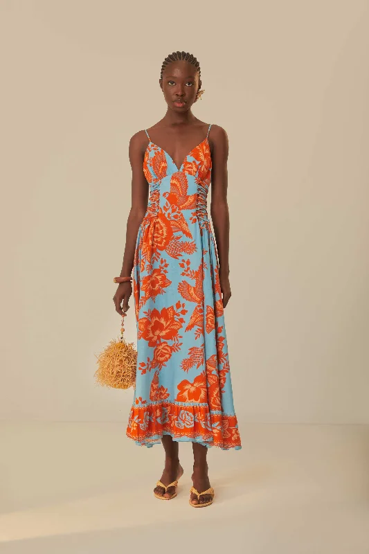 Midi dresses with cold - shoulder cutouts for a trendy styleBlue Lace Garden Midi Dress