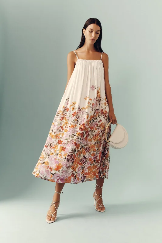Midi dresses with wrap - around skirts for a customizable fitBoeri Border Print Midi Dress