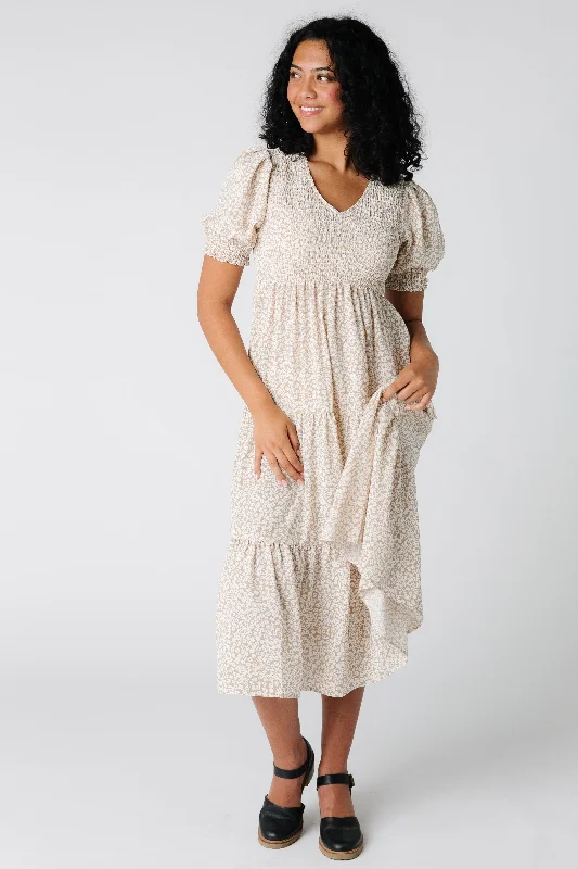 Midi dresses with sheer panels for a touch of allureBrass & Roe Gazing Smocked Dress Midi dresses with sheer panels for a touch of allureBrass & Roe Gazing Smocked Dress