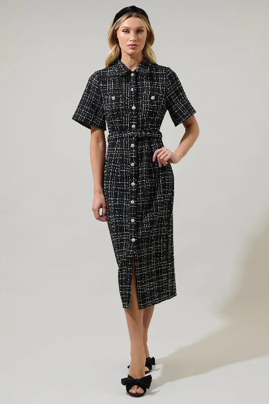 Midi dresses with button - down skirts for a unique and functional designBrook Tweed Button Down Midi Dress Midi dresses with button - down skirts for a unique and functional designBrook Tweed Button Down Midi Dress