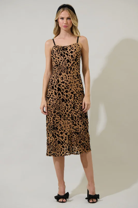 Midi dresses with puff sleeves for a vintage - inspired lookCale Leopard Print Velvet Midi Dress Midi dresses with puff sleeves for a vintage - inspired lookCale Leopard Print Velvet Midi Dress
