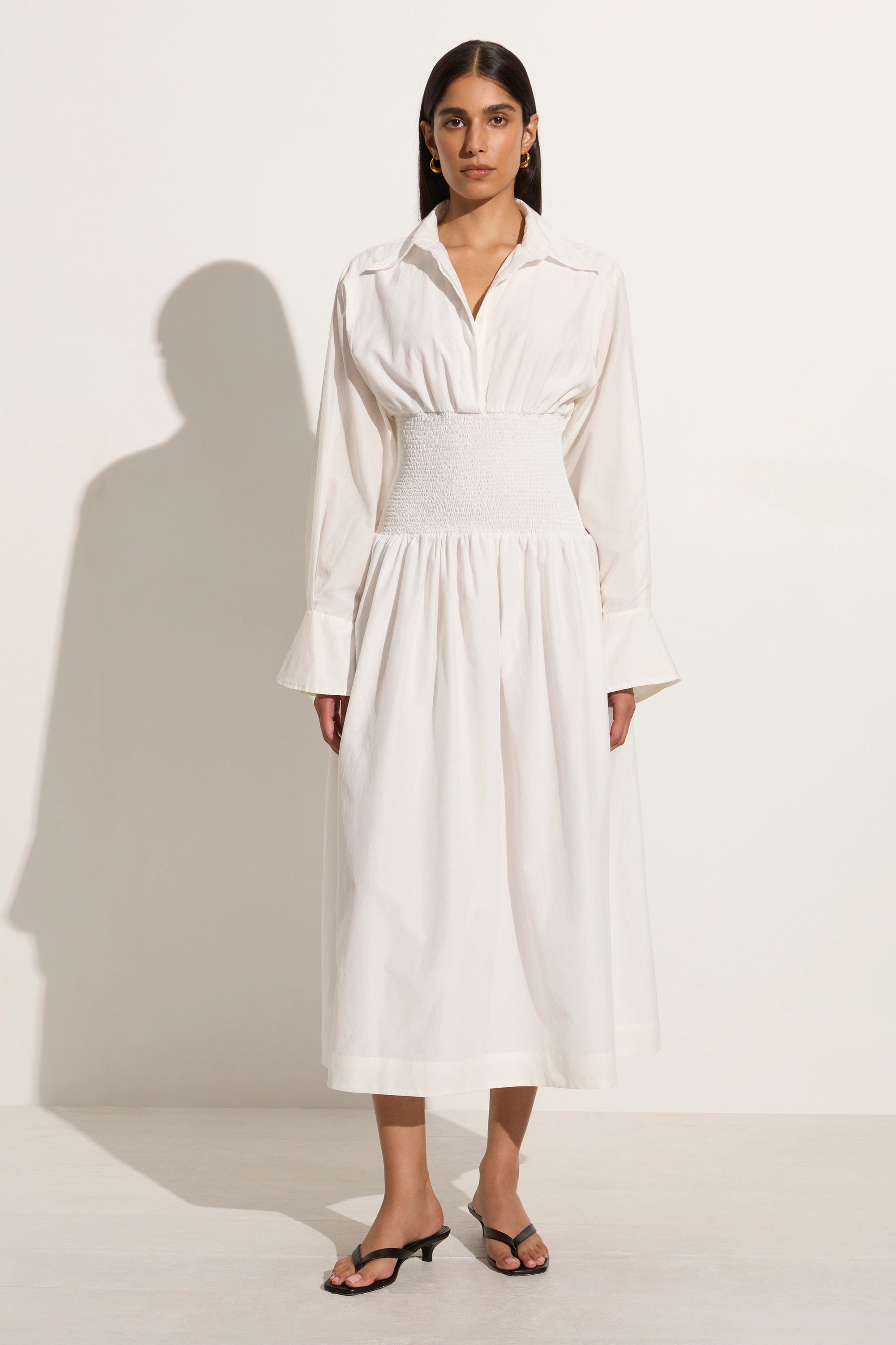 Wrap - style midi dresses in silk for a sophisticated office lookCervo Midi Dress White