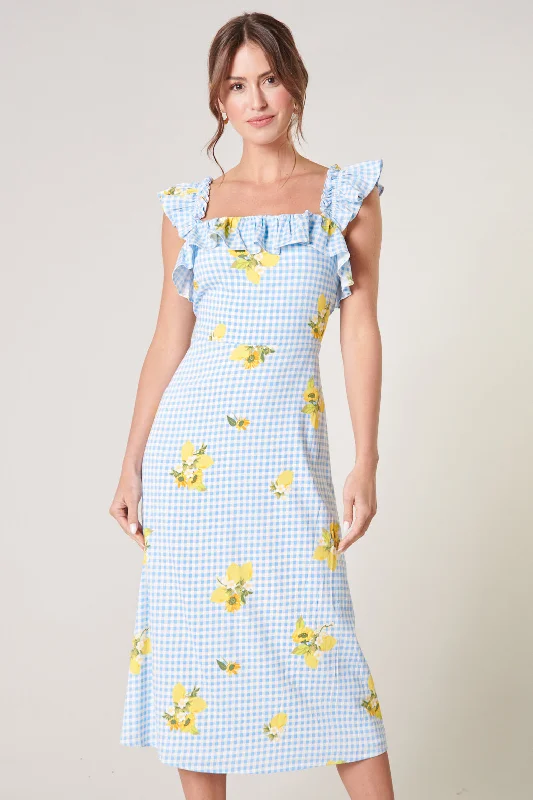 Midi dresses with one - shoulder designs for a modern and asymmetric styleCitrus Picnic Gingham Milo Midi Dress