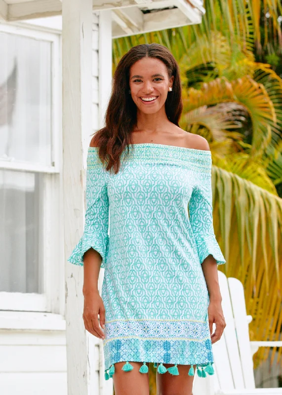 Midi dresses with tiered skirts for a bohemian festival lookCoastal Cottage Off The Shoulder Dress Midi dresses with tiered skirts for a bohemian festival lookCoastal Cottage Off The Shoulder Dress