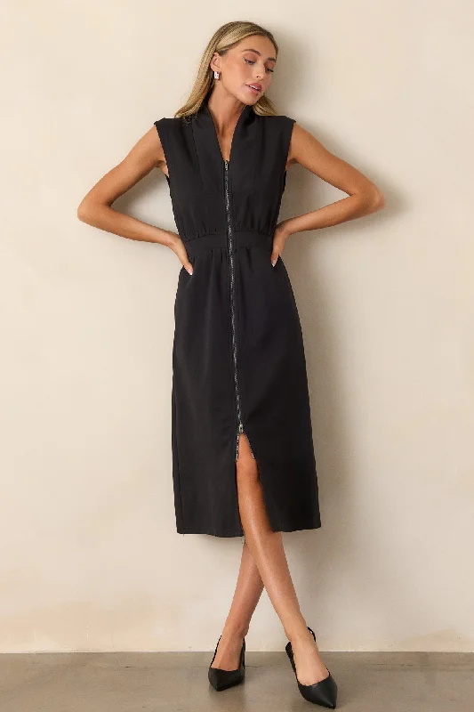 Midi dresses with cotton - blend materials for everyday comfortDistant Sun Black Sleeveless Midi Dress