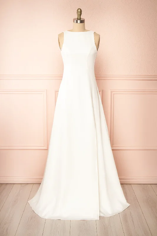 Midi dresses with pleated skirts for a timeless and elegant appealElenova White | High Neck Gown w/ Train Midi dresses with pleated skirts for a timeless and elegant appealElenova White | High Neck Gown w/ Train