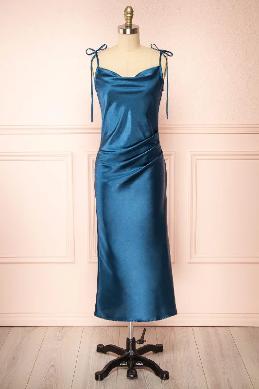 Midi dresses with halter necks for a stylish and comfortable optionElyse Royal Blue | Cowl Neck Midi Dress
