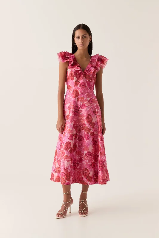 Midi dresses with button - front designs for a classic touchEnchanted Plunge Midi Dress