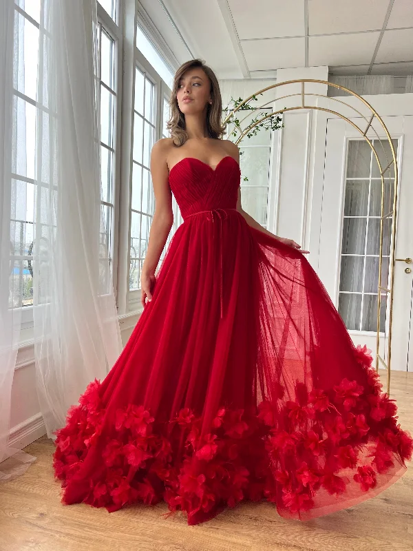 Midi dresses with mesh inserts for a trendy and breathable optionFiery Rose Gown