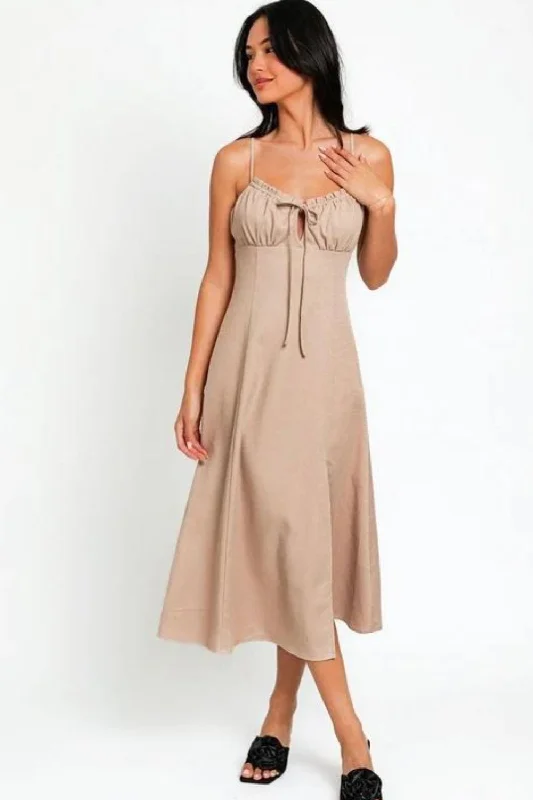 Midi dresses with pom - pom trims for a playful and festive lookFlare Front Tie Front Slit Midi Dress Midi dresses with pom - pom trims for a playful and festive lookFlare Front Tie Front Slit Midi Dress
