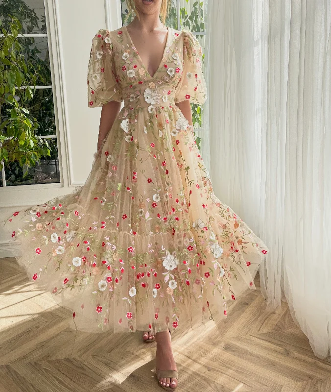 Midi dresses with sheer panels for a touch of allureFloral Lace Midi Dress